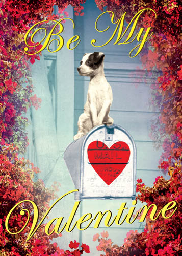 Be My Valentine Postbox Dog Greeting Card